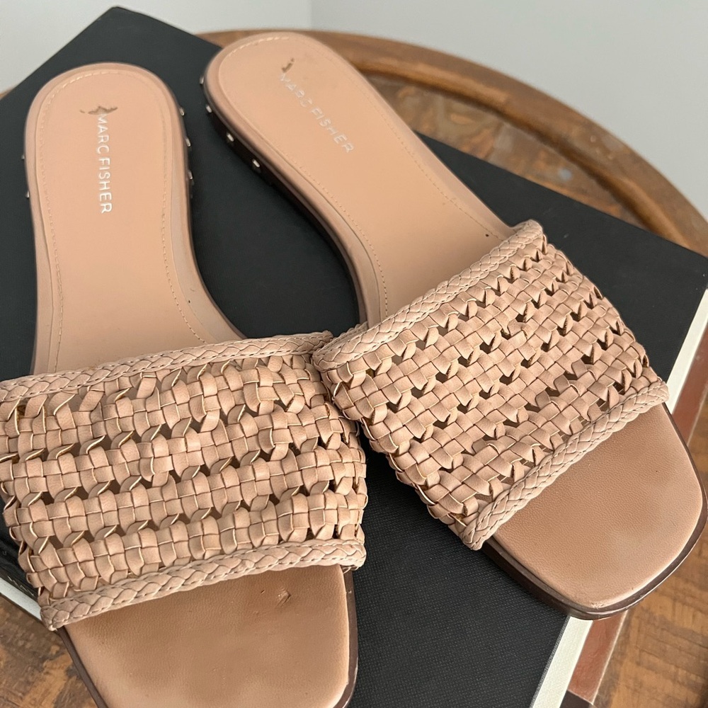 Marc Fisher Tan Woven Sandals for Casual Summer Style